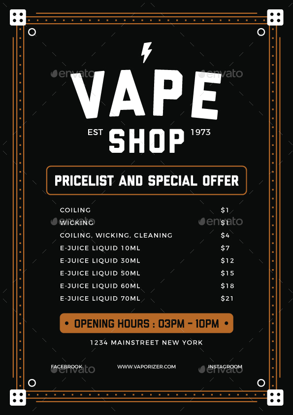 Vape Shop Flyer Menu Bundle, Print Templates GraphicRiver